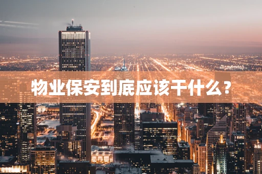 物业保安到底应该干什么？