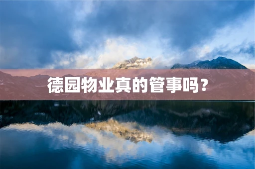 德园物业真的管事吗？