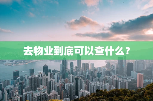 去物业到底可以查什么？