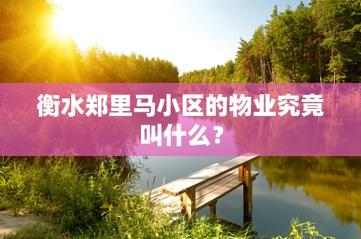 衡水郑里马小区的物业究竟叫什么？